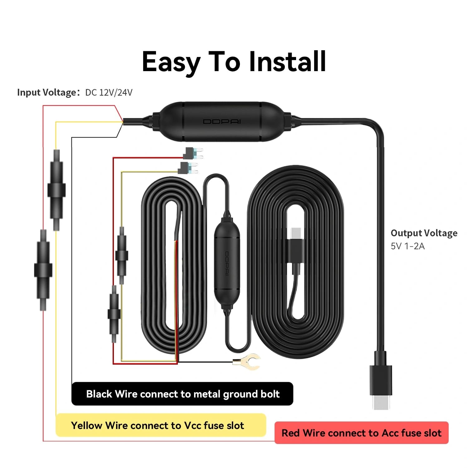 DDPAI Type-C Hardwire Kit-مجموعة أسلاك DDPAI من النوع C-Auto-Emporio-Kuwait.0