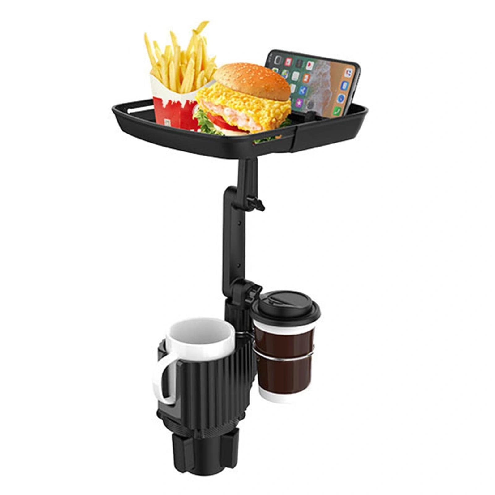 Expandable Food Tray Cup Holder With Mobile Slot-حامل أكواب صينية طعام قابل للتوسيع مع فتحة للهاتف المحمول-Auto-Emporio-Kuwait.0