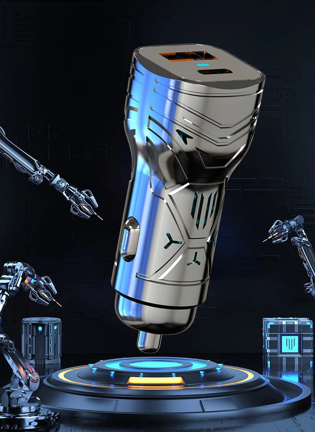 Fast Charging Car Charger with 3-in-1 Cable-شاحن سيارة سريع الشحن مع كابل 3 في 1-Auto-Emporio-Kuwait.0