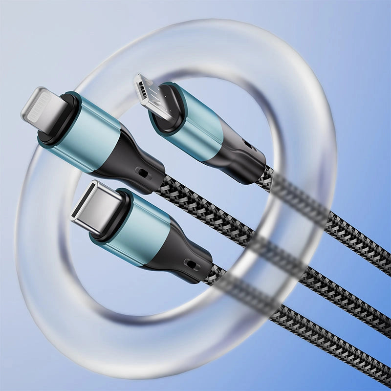 Fast Charging Car Charger with 3-in-1 Cable-شاحن سيارة سريع الشحن مع كابل 3 في 1-Auto-Emporio-Kuwait.0