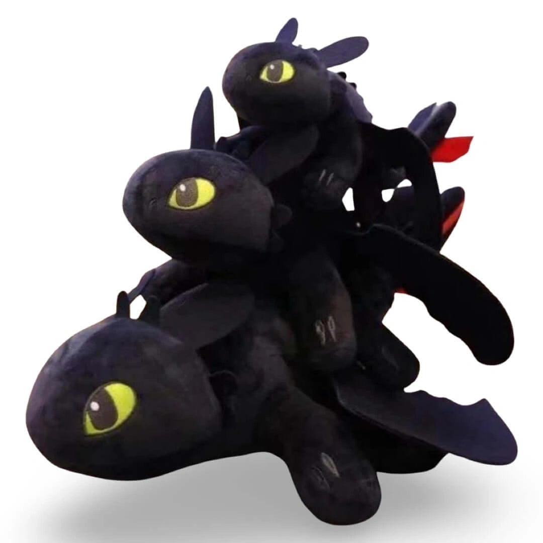 Flying Night Fury Toothless Dragon Plush Doll-دمية تنين فلاينج نايت فيوري بدون أسنان من القطيفة-Auto-Emporio-Kuwait.0