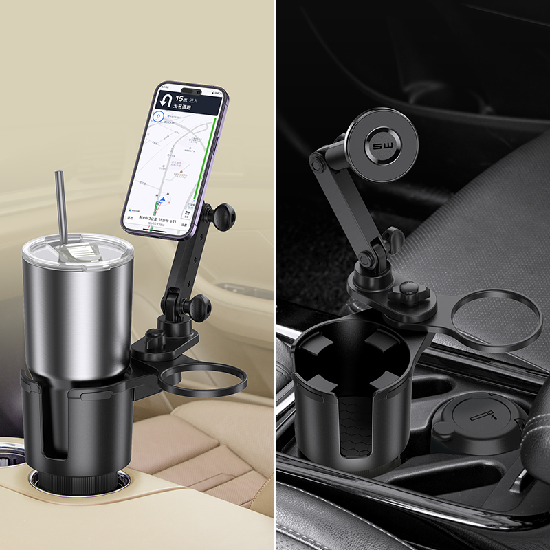 2-in-1 Car Cup Holder with Adjustable Magsafe Mobile Holder 3