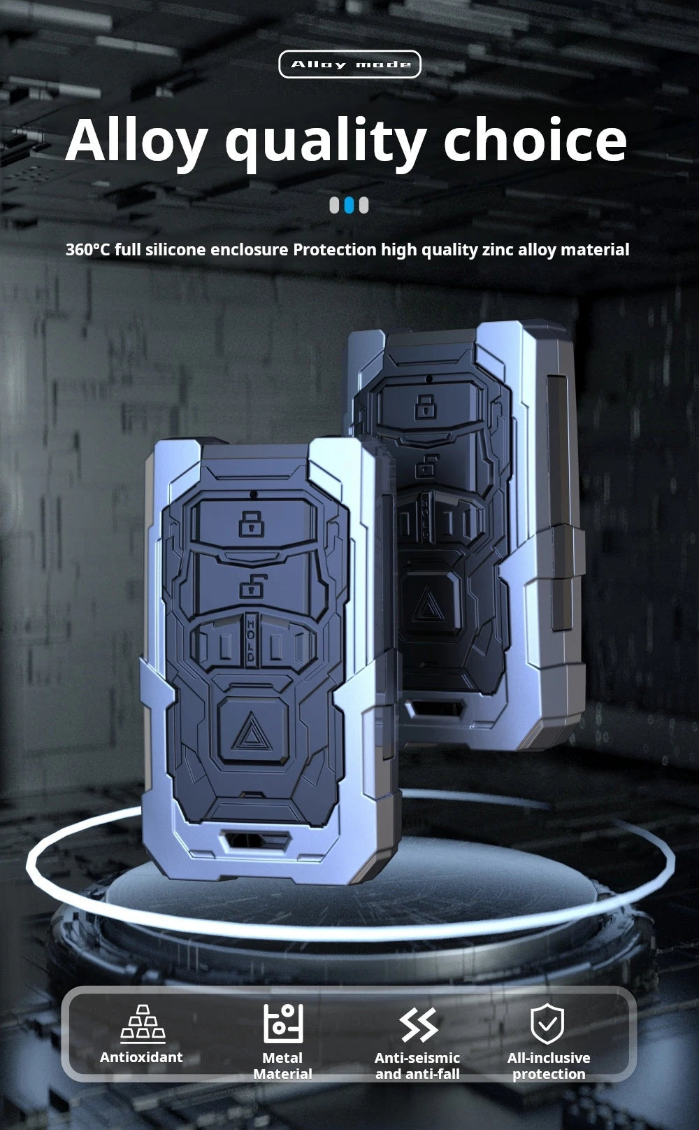 HONDA Zinc Alloy Key Remote Cover with two keychains-غطاء جهاز التحكم عن بعد لمفتاح سبائك الزنك من هوندا مع سلسلتي مفاتيح-Auto-Emporio-Kuwait.0