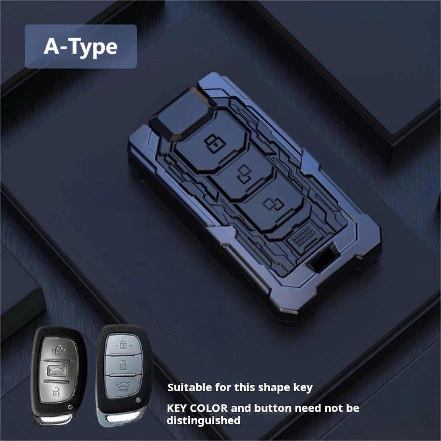 HYUNDAI Zinc Alloy Key Remote Cover with two keychains-غطاء جهاز التحكم عن بعد لمفتاح HYUNDAI من سبائك الزنك مع سلسلتي مفاتيح-Auto-Emporio-Kuwait.0