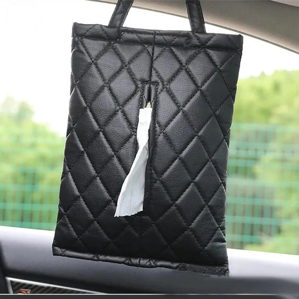 Hanging PU Leather Car Tissue Holder-حامل مناديل للسيارة من جلد البولي يوريثان معلق-Auto-Emporio-Kuwait.0