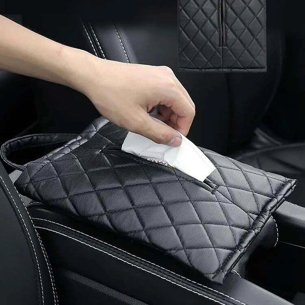 Hanging PU Leather Car Tissue Holder-حامل مناديل للسيارة من جلد البولي يوريثان معلق-Auto-Emporio-Kuwait.0