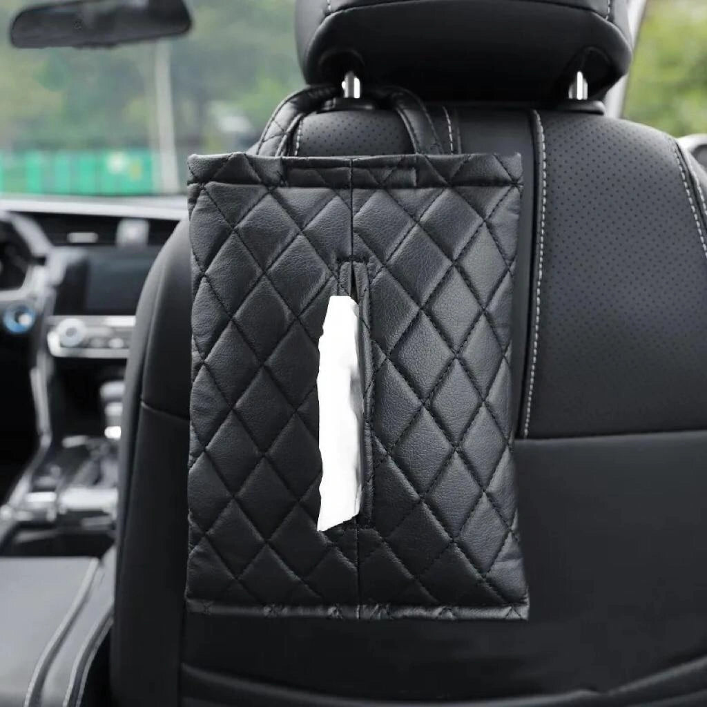 Hanging PU Leather Car Tissue Holder-حامل مناديل للسيارة من جلد البولي يوريثان معلق-Auto-Emporio-Kuwait.0