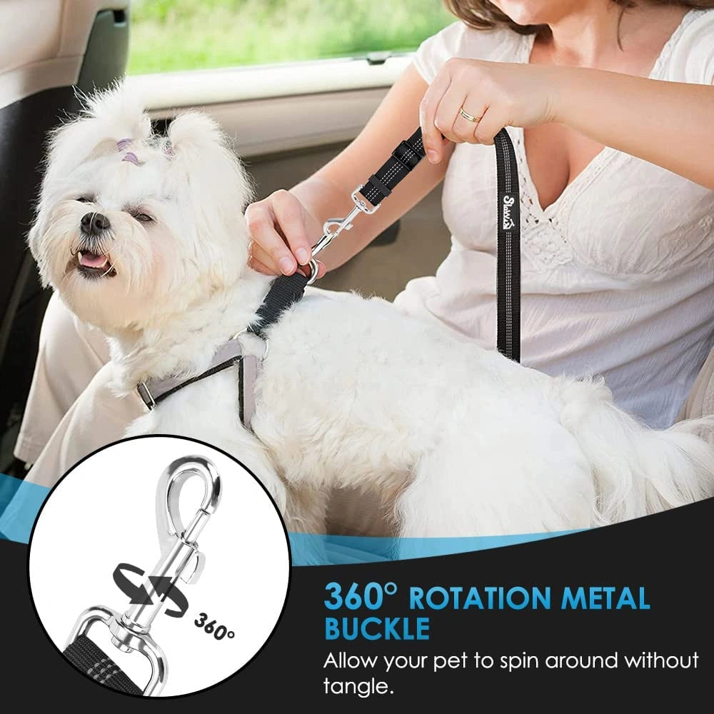 Adjustable Pet Safety Restraint with Car Seat Belt clip/Headrest Harness-ضبط أمان للحيوانات الأليفة قابل للتعديل مع مشبك حزام مقعد السيارة/حزام مسند الرأس-Auto-Emporio-Kuwait.0