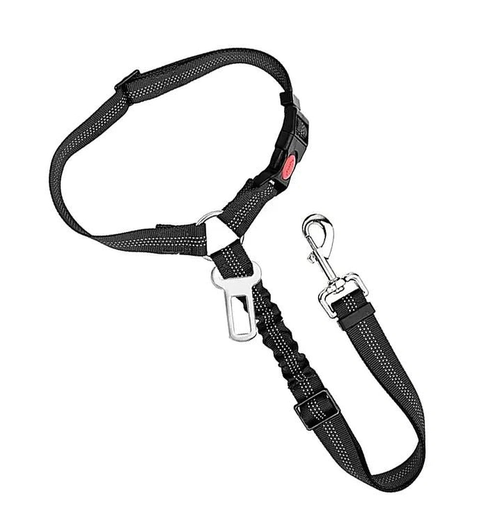 Adjustable Pet Safety Restraint with Car Seat Belt clip/Headrest Harness-ضبط أمان للحيوانات الأليفة قابل للتعديل مع مشبك حزام مقعد السيارة/حزام مسند الرأس-Auto-Emporio-Kuwait.0