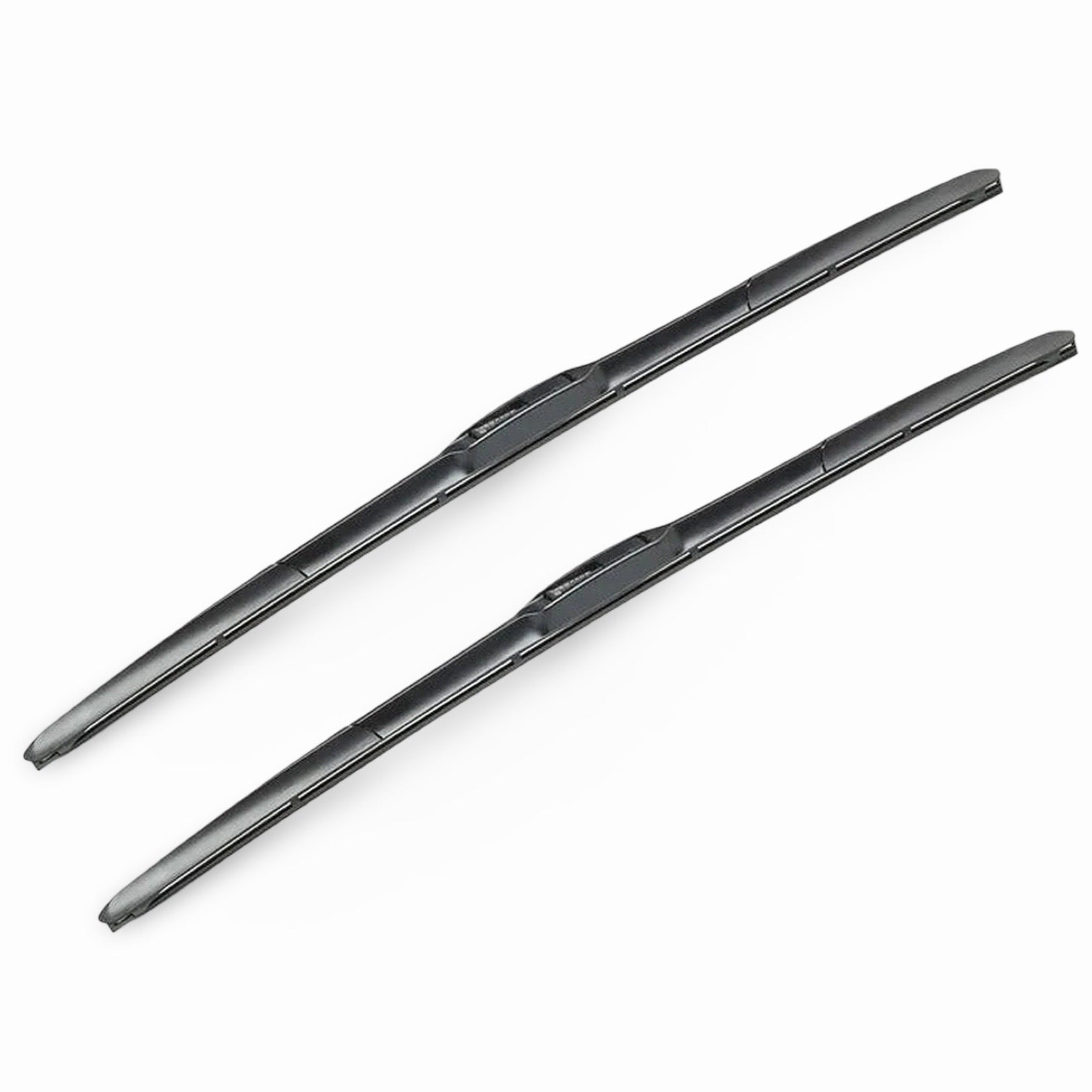 Two car windshield wipers on a white background