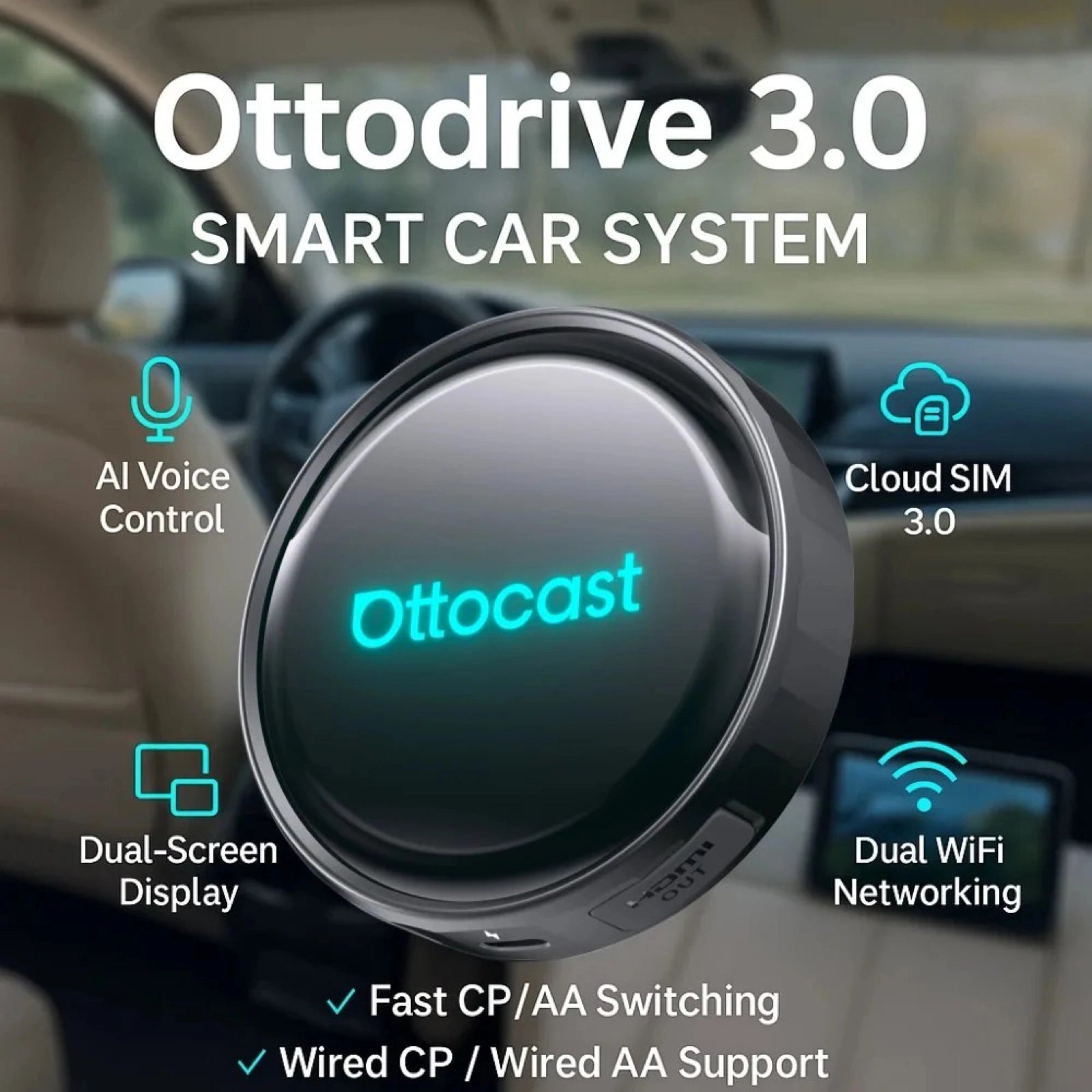OTTOCAST OttoAibox P3 Pro CarPlay AI Box 2