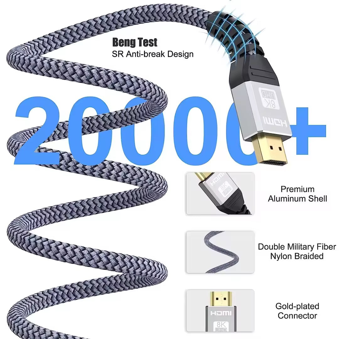 Ultra High Speed HDMI 2.1 Cable with Nylon Braided Cord 2