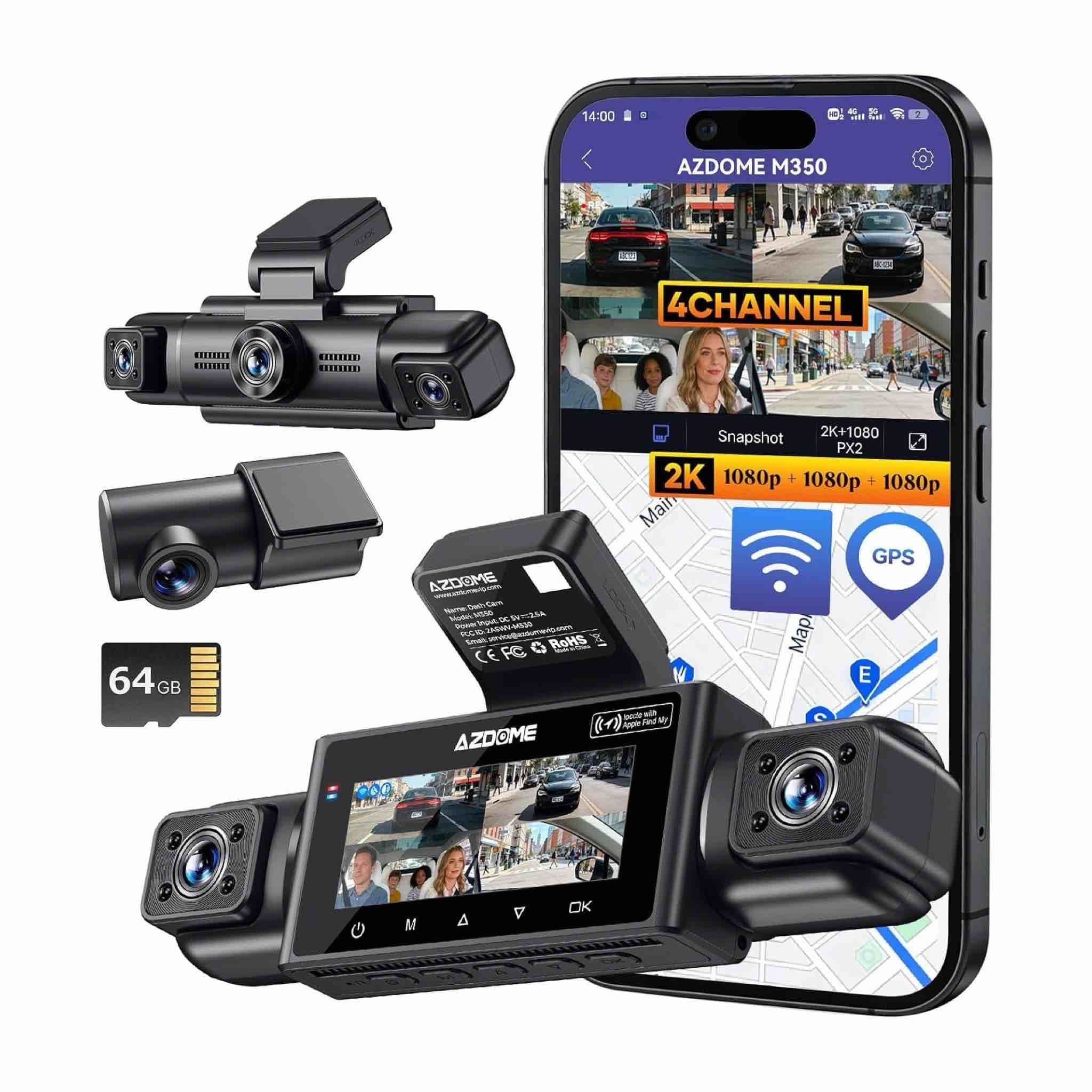 AZDOME M350 4CH Dash Cam with 5G WiFi