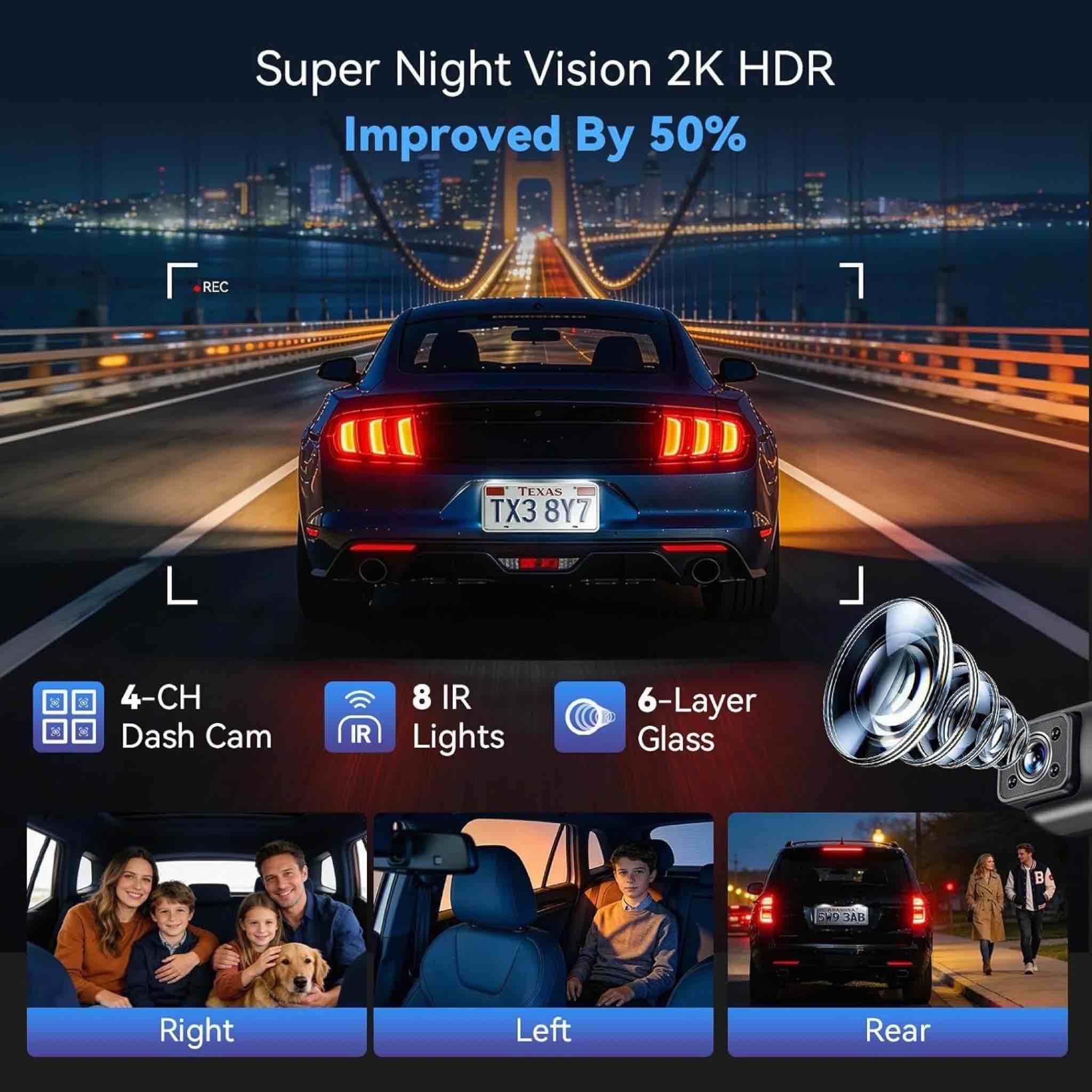 AZDOME M350 4CH Dash Cam with 5G WiFi 4