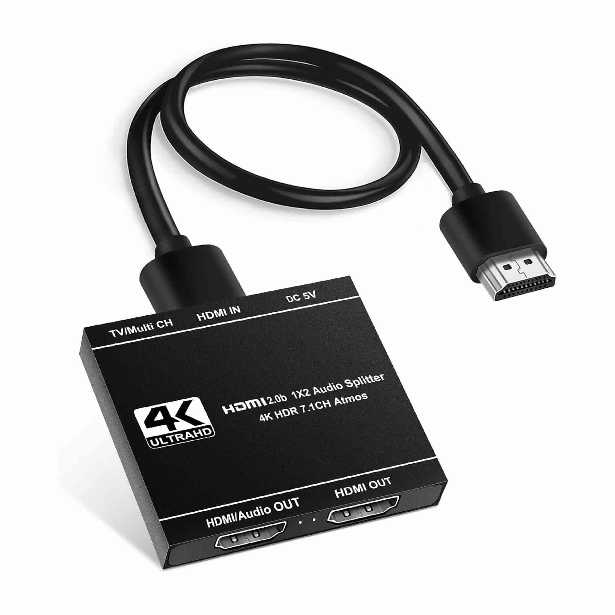 HDMI Splitter 4K HDR Adapter for Dual Rear Screens Dolby Atmos & 7.1 Surround Sound
