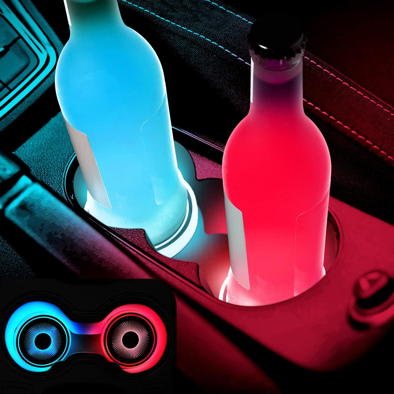 LED Cup Holder Coaster Pads 7 Color Lights-M3 (2pcs)