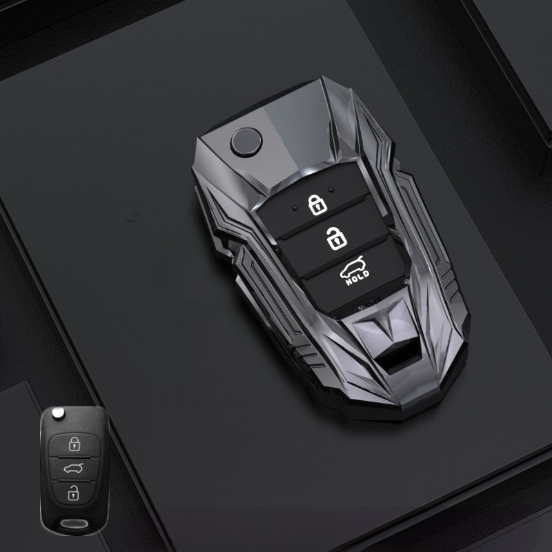 KIA Zinc Alloy Key Remote Cover with two keychains-Black