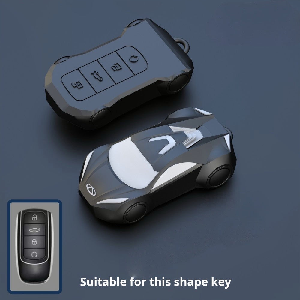 CHERY Black Zinc Alloy Key Remote Cover with two keychains