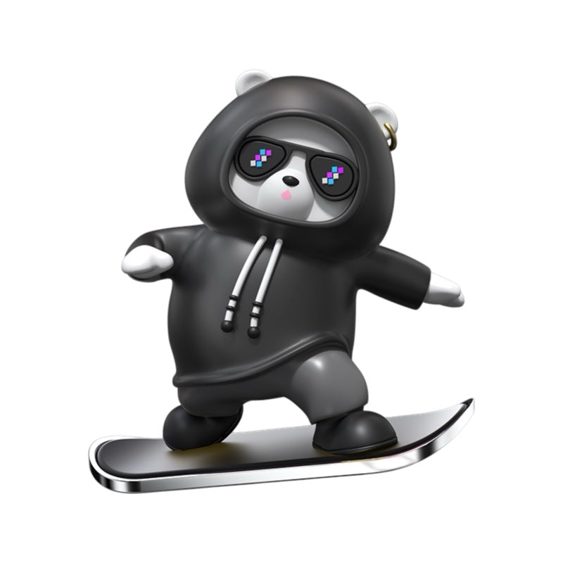 Skateboarding Hoodie Bear Display Screen Sliding Ornament M2