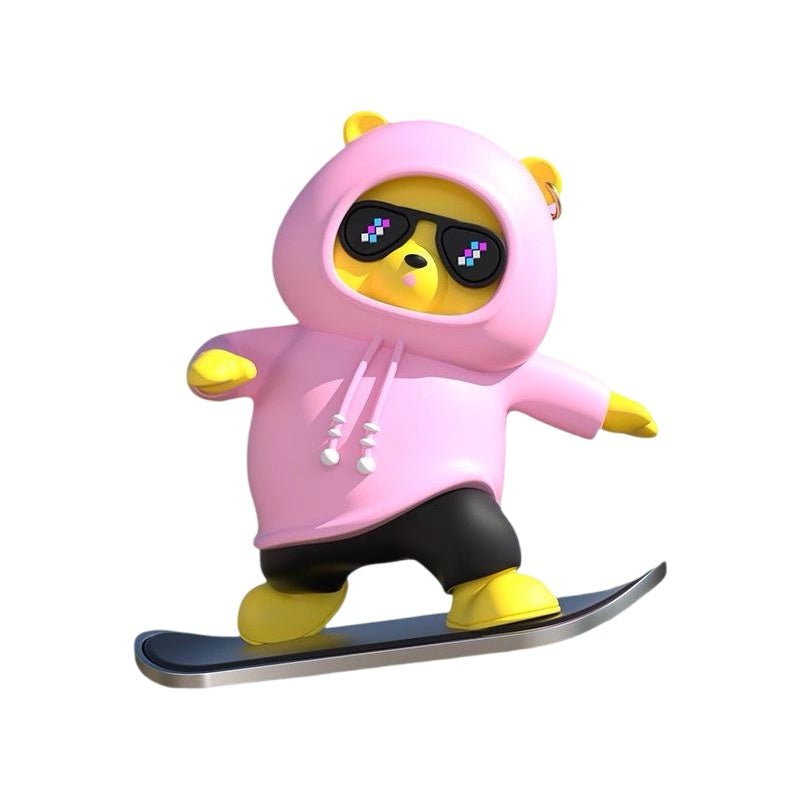 Skateboarding Hoodie Bear Display Screen Sliding Ornament M2