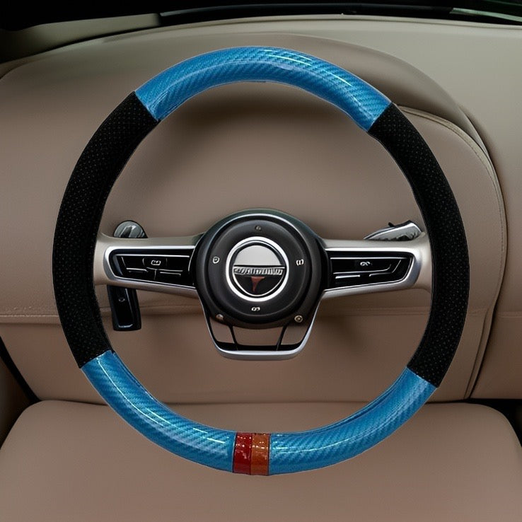 Carbon Fiber and Leather Steering Wheel Cover