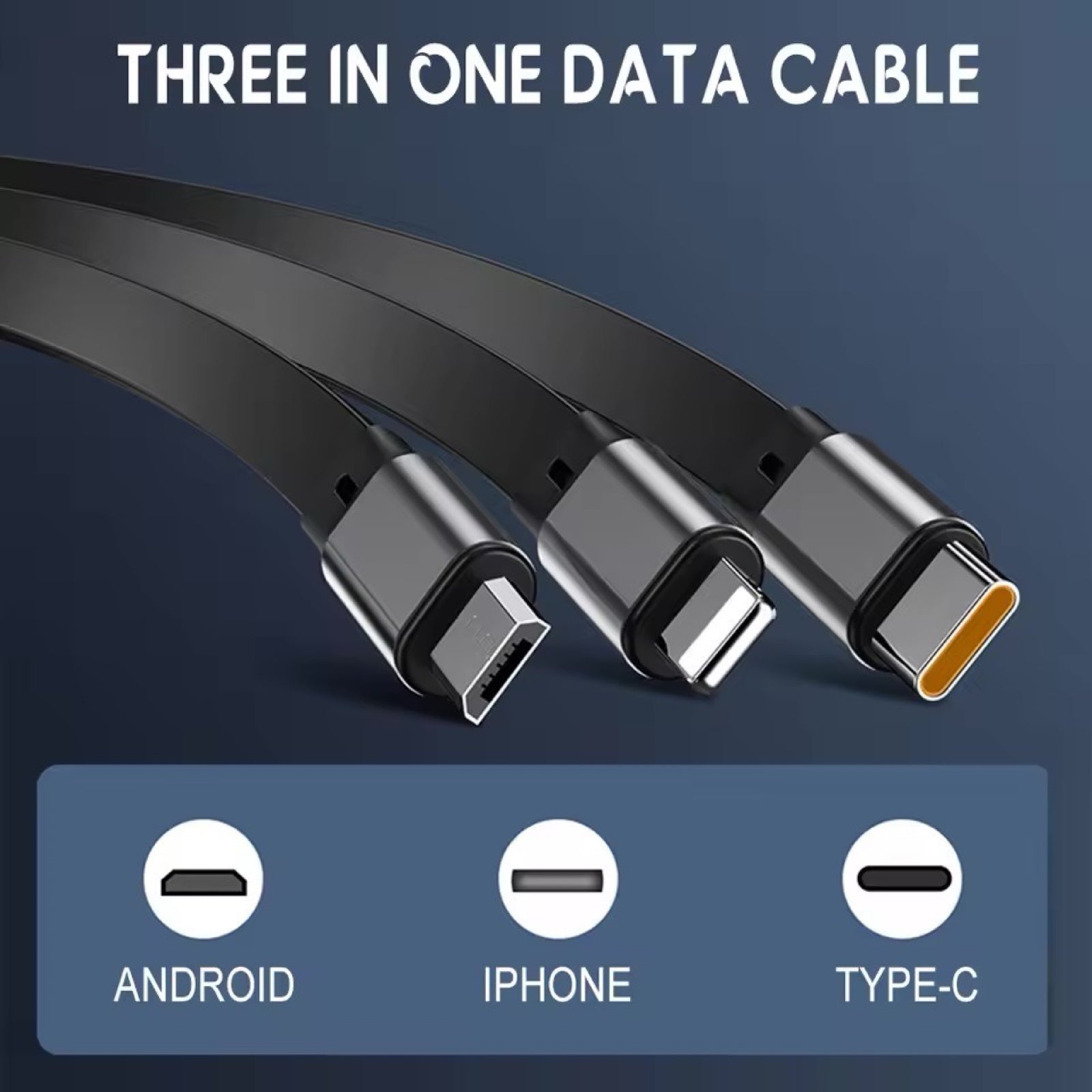 3-in-1 Retractable 60w Fast Charging and Data Cable