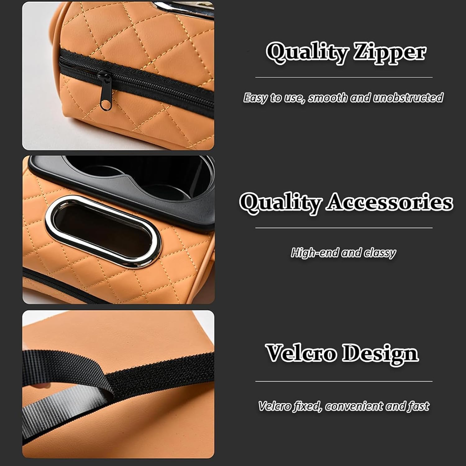 PU Leather Armrest with Tissue Box & Cup Holders 11