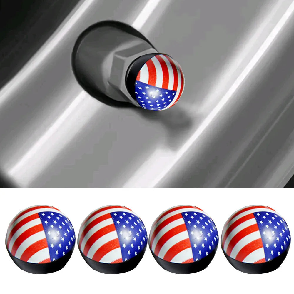 Flag Tire Valve Caps (4 pcs)