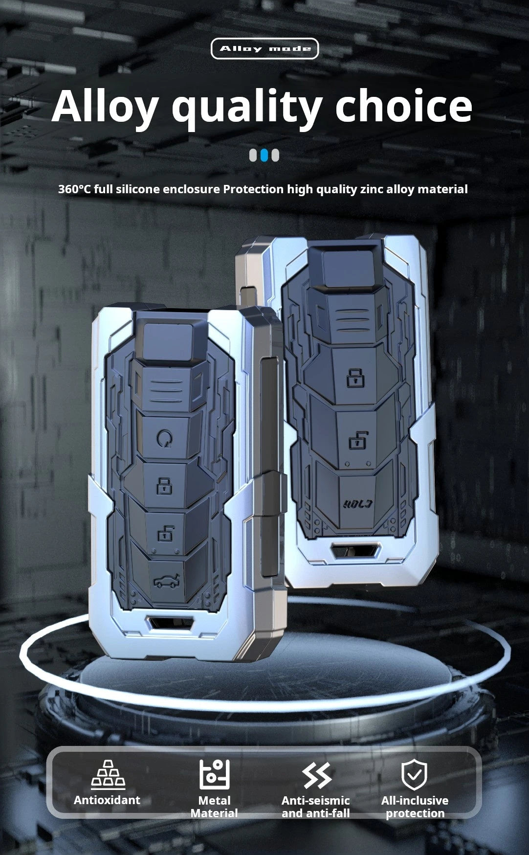 INFINITY Zinc Alloy Key Remote Cover with two keychains-غطاء جهاز التحكم عن بعد لمفتاح سبائك الزنك من إنفينيتي مع سلسلتي مفاتيح-Auto-Emporio-Kuwait.0