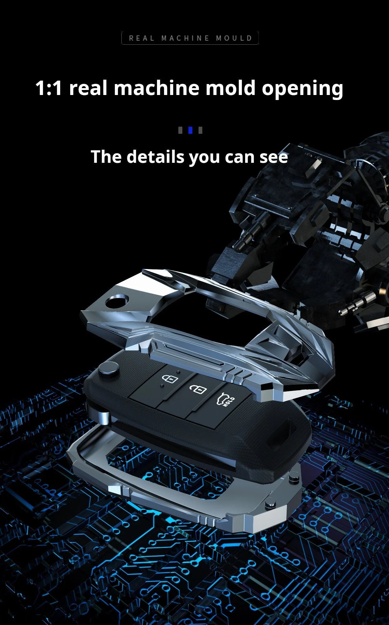 KIA Zinc Alloy Key Remote Cover with two keychains-Black-غطاء جهاز التحكم عن بعد لمفتاح كيا من سبائك الزنك مع سلسلتي مفاتيح - أسود-Auto-Emporio-Kuwait.0