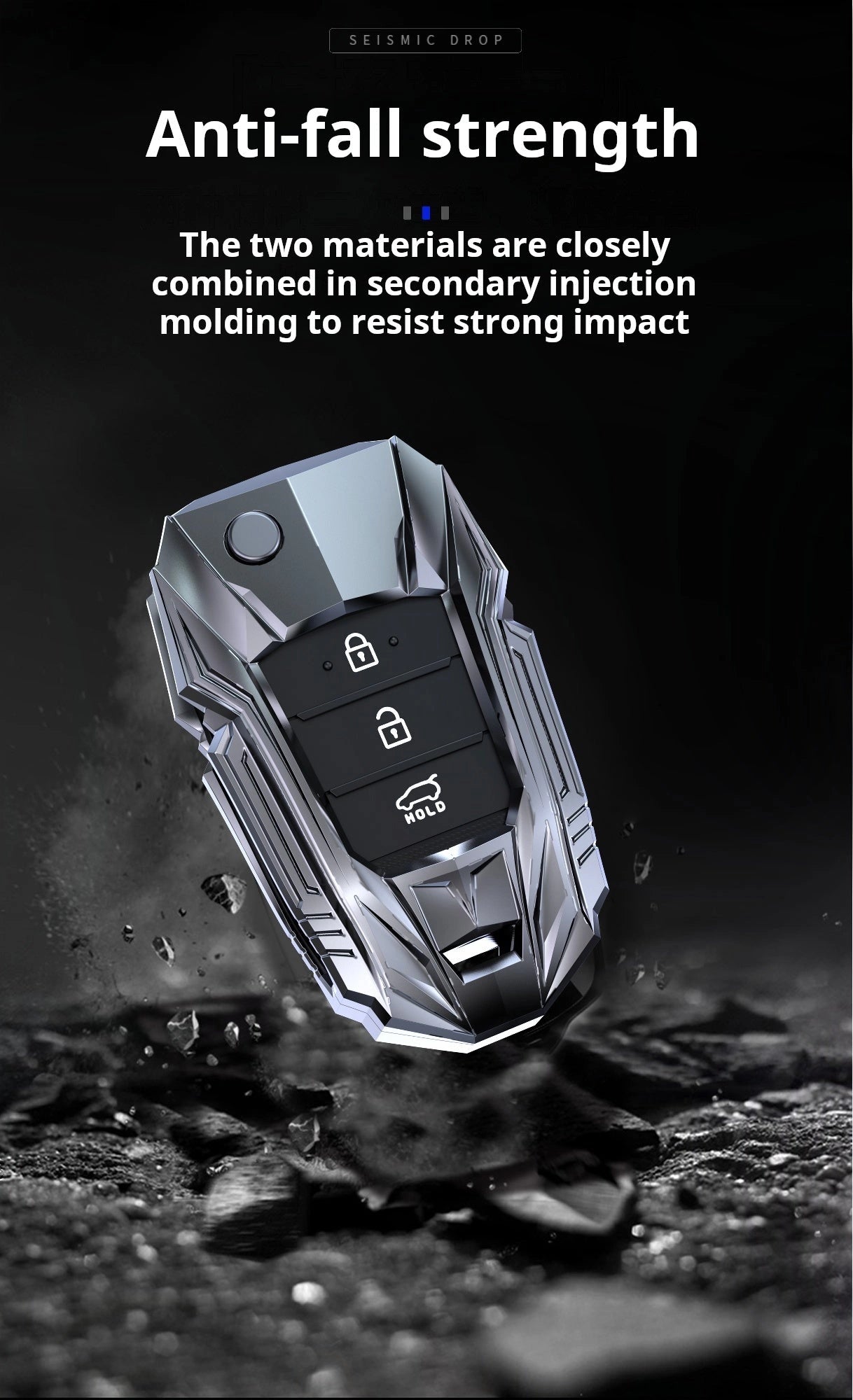 KIA Zinc Alloy Key Remote Cover with two keychains-Black-غطاء جهاز التحكم عن بعد لمفتاح كيا من سبائك الزنك مع سلسلتي مفاتيح - أسود-Auto-Emporio-Kuwait.0