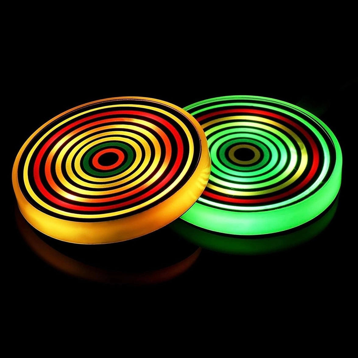 LED Cup Holder Coaster Pads 7 Color Lights (2pcs)-وسادات حامل أكواب LED بـ 7 أضواء ملونة (2 قطعة)-Auto-Emporio-Kuwait.0