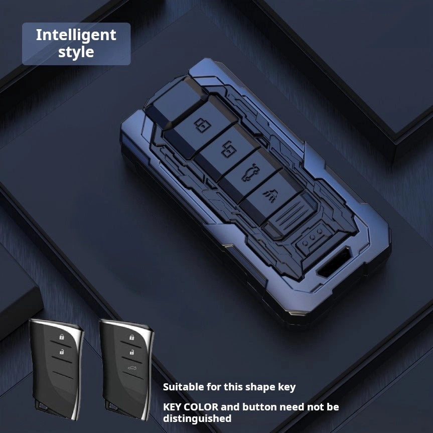 LEXUS Zinc Alloy Key Remote Cover with two keychains-Black-غطاء مفتاح التحكم عن بعد من سبائك الزنك لكزس مع سلسلتي مفاتيح - أسود-Auto-Emporio-Kuwait.0