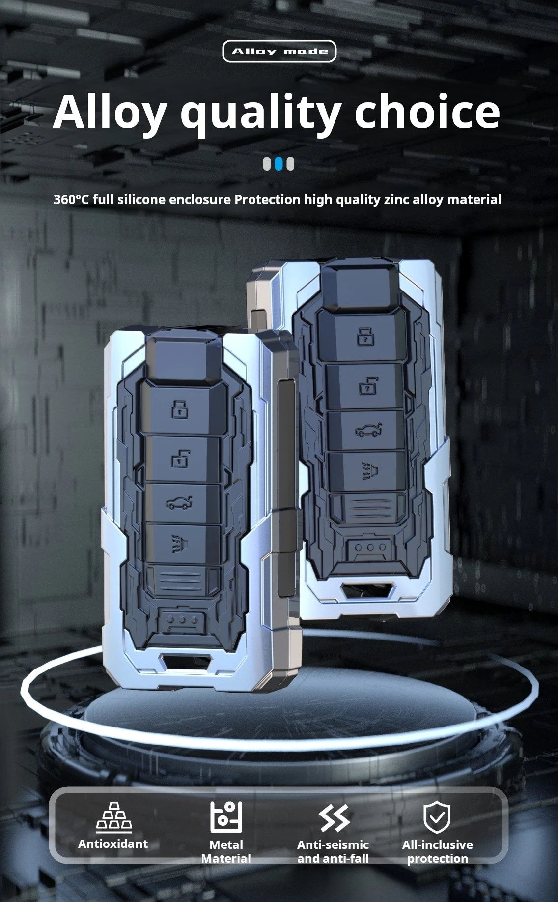 LEXUS Zinc Alloy Key Remote Cover with two keychains-Black-غطاء مفتاح التحكم عن بعد من سبائك الزنك لكزس مع سلسلتي مفاتيح - أسود-Auto-Emporio-Kuwait.0