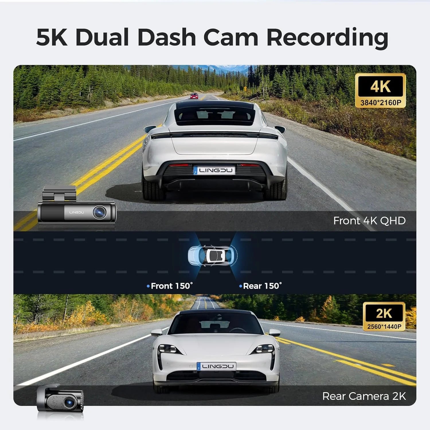 LINGDU LD06 4K+2K 2CH Dash Cam SONY STARVIS Sensor & 5G WiFi-LINGDU LD06 4K+2K 2CH داش كام مستشعر سوني ستارفيس و5G واي فاي-Auto-Emporio-Kuwait.0