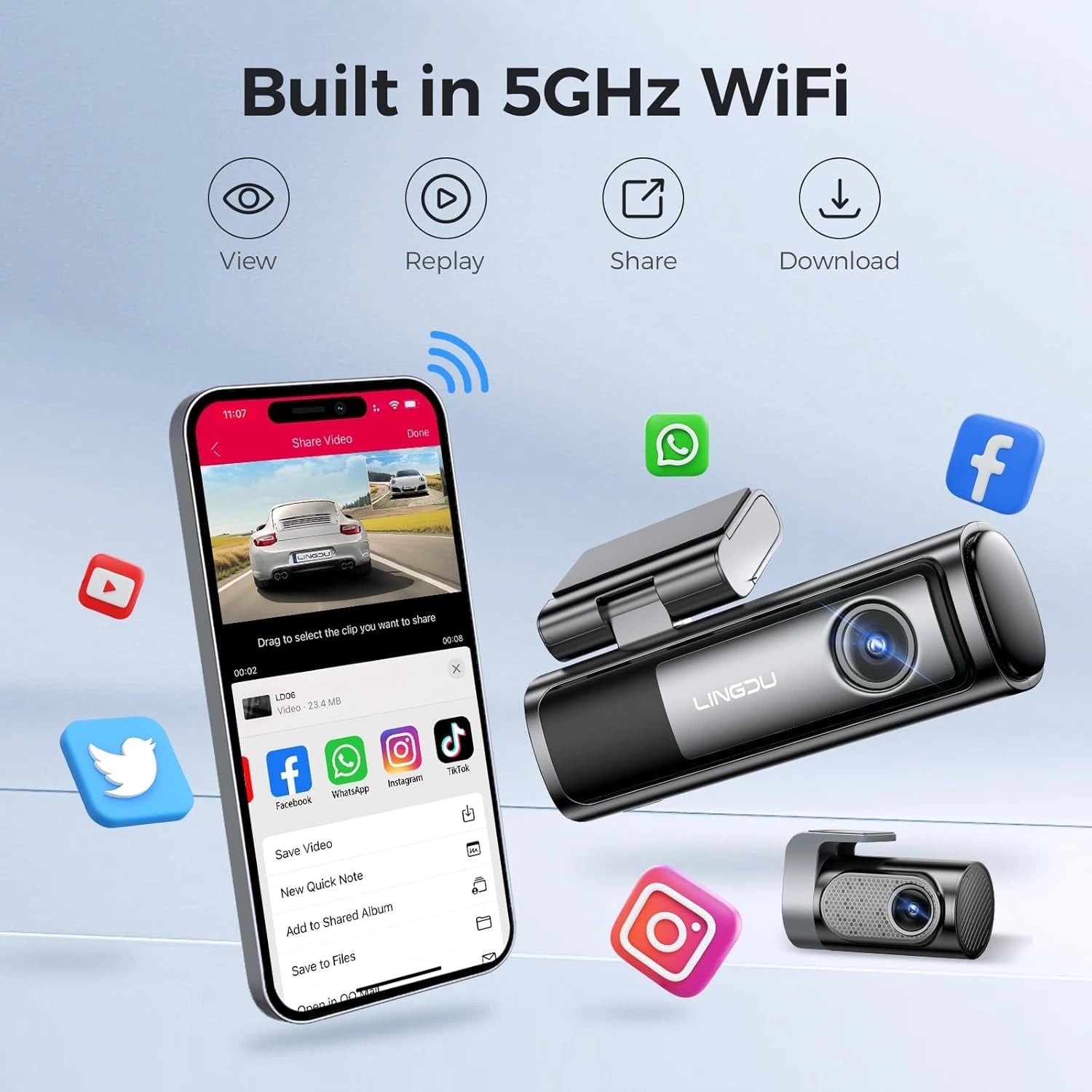 LINGDU LD06 4K+2K 2CH Dash Cam SONY STARVIS Sensor & 5G WiFi-LINGDU LD06 4K+2K 2CH داش كام مستشعر سوني ستارفيس و5G واي فاي-Auto-Emporio-Kuwait.0