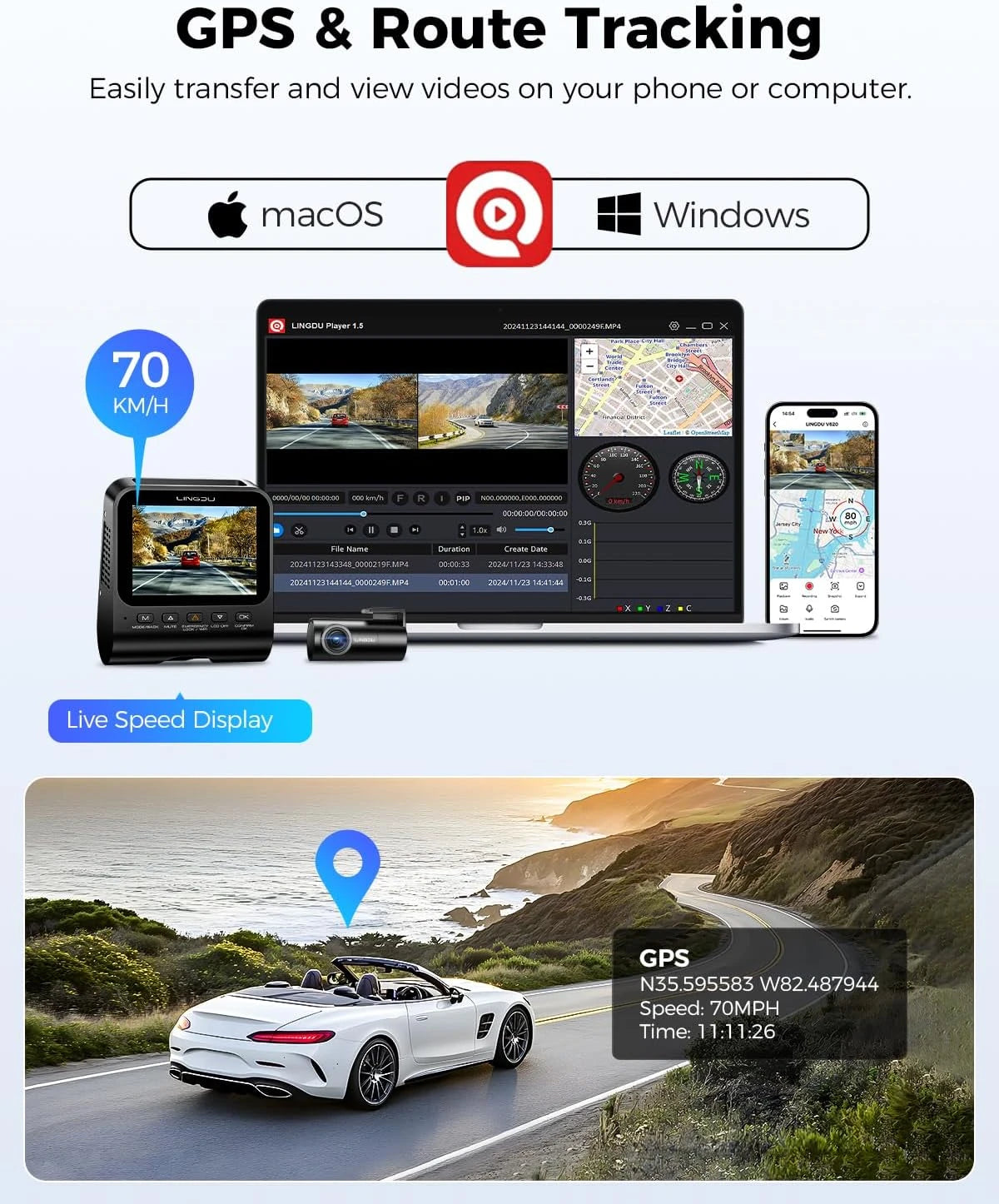 LINGDU V620 4K UHD+1080P 2CH Dash Cam-LINGDU V620 4K UHD + 1080P 2CH داش كام-Auto-Emporio-Kuwait.0