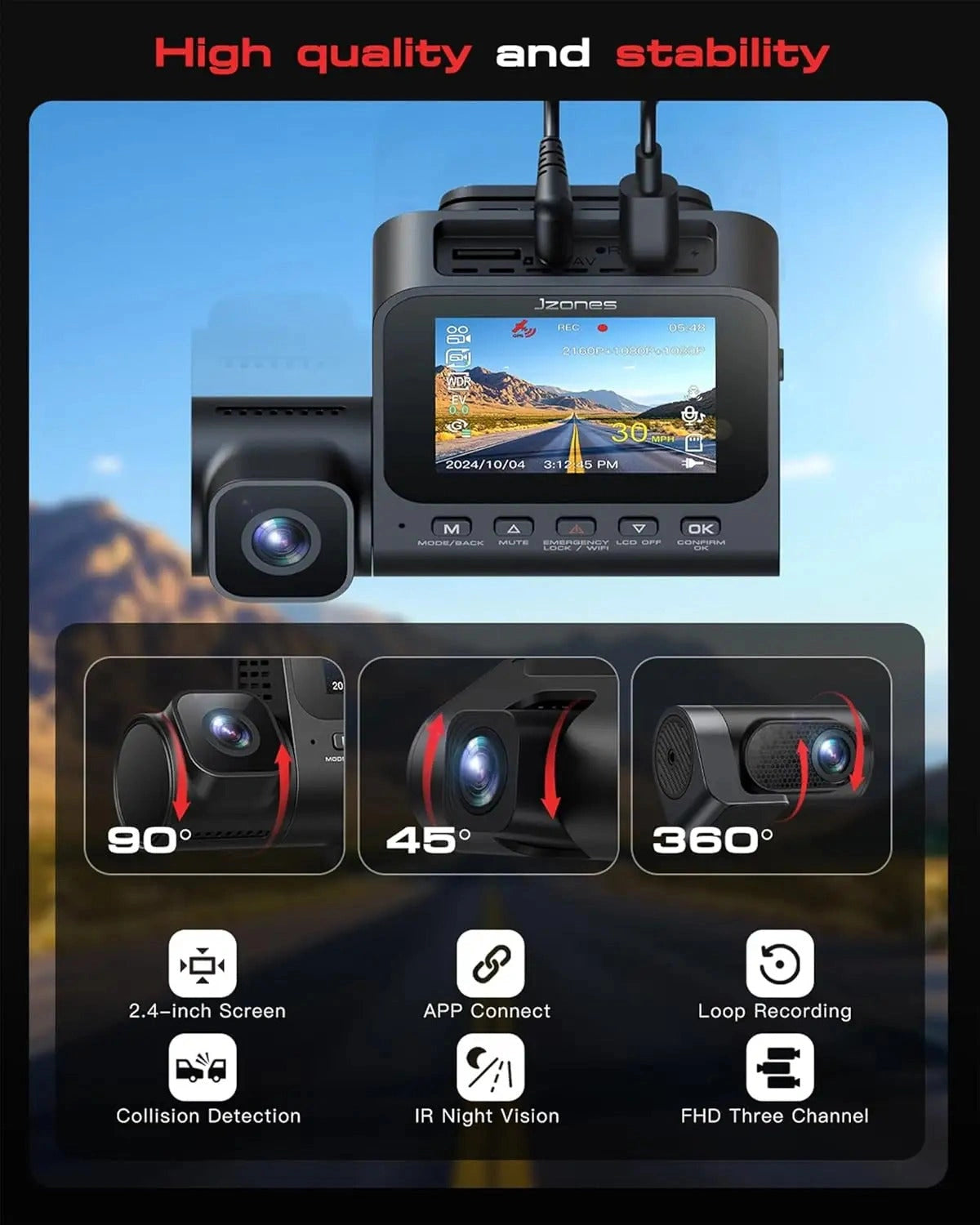 LINGDU V630 4K+1080P+1080P 3CH Dash Cam-LINGDU V630 4K + 1080P + 1080P 3CH داش كام-Auto-Emporio-Kuwait.0