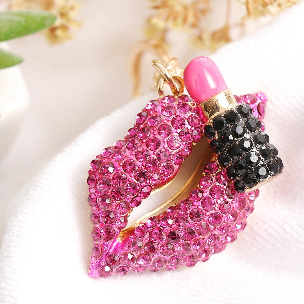 Lipstick Crystal Keychain-سلسلة مفاتيح كريستالية لأحمر الشفاه-Auto-Emporio-Kuwait.0