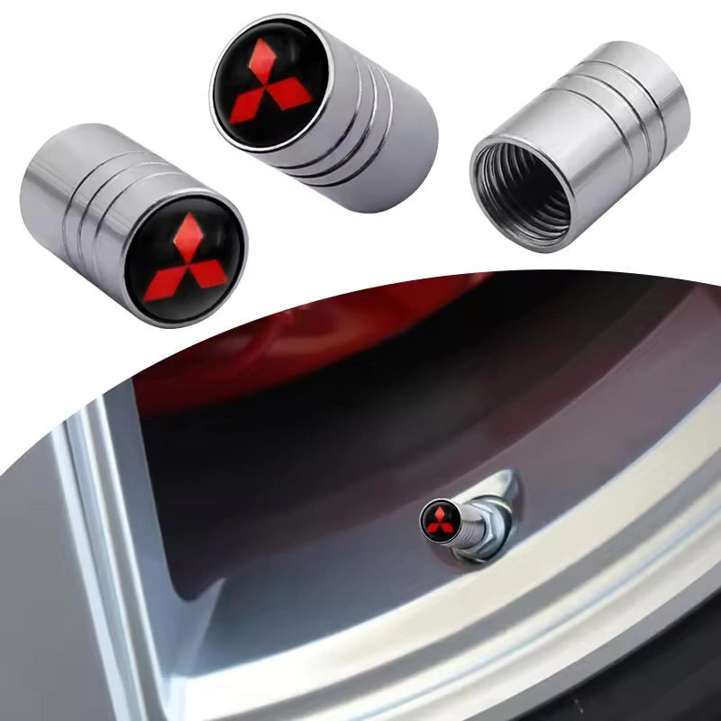 Logo Chrome Tire Valve Caps (4 pcs)-أغطية صمامات الإطارات ذات الشعار الكروم (4 قطع)-Auto-Emporio-Kuwait.0