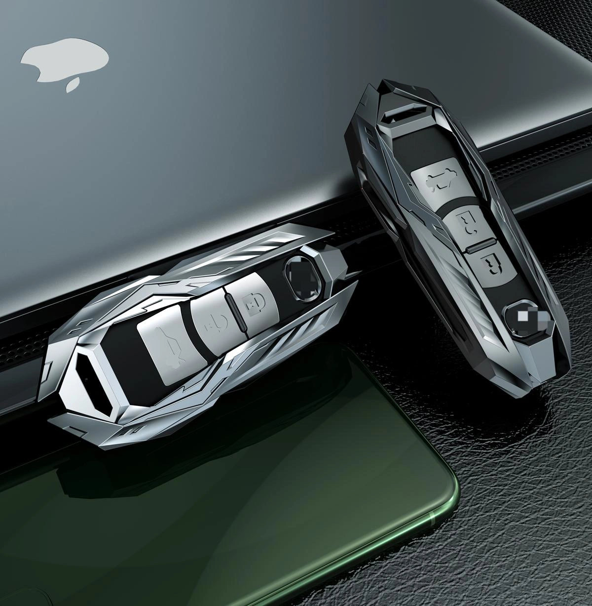 MAZDA Zinc Alloy Key Remote Cover with two keychains-Black-غطاء جهاز التحكم عن بعد لمفتاح مازدا من سبائك الزنك مع سلسلتي مفاتيح - أسود-Auto-Emporio-Kuwait.0