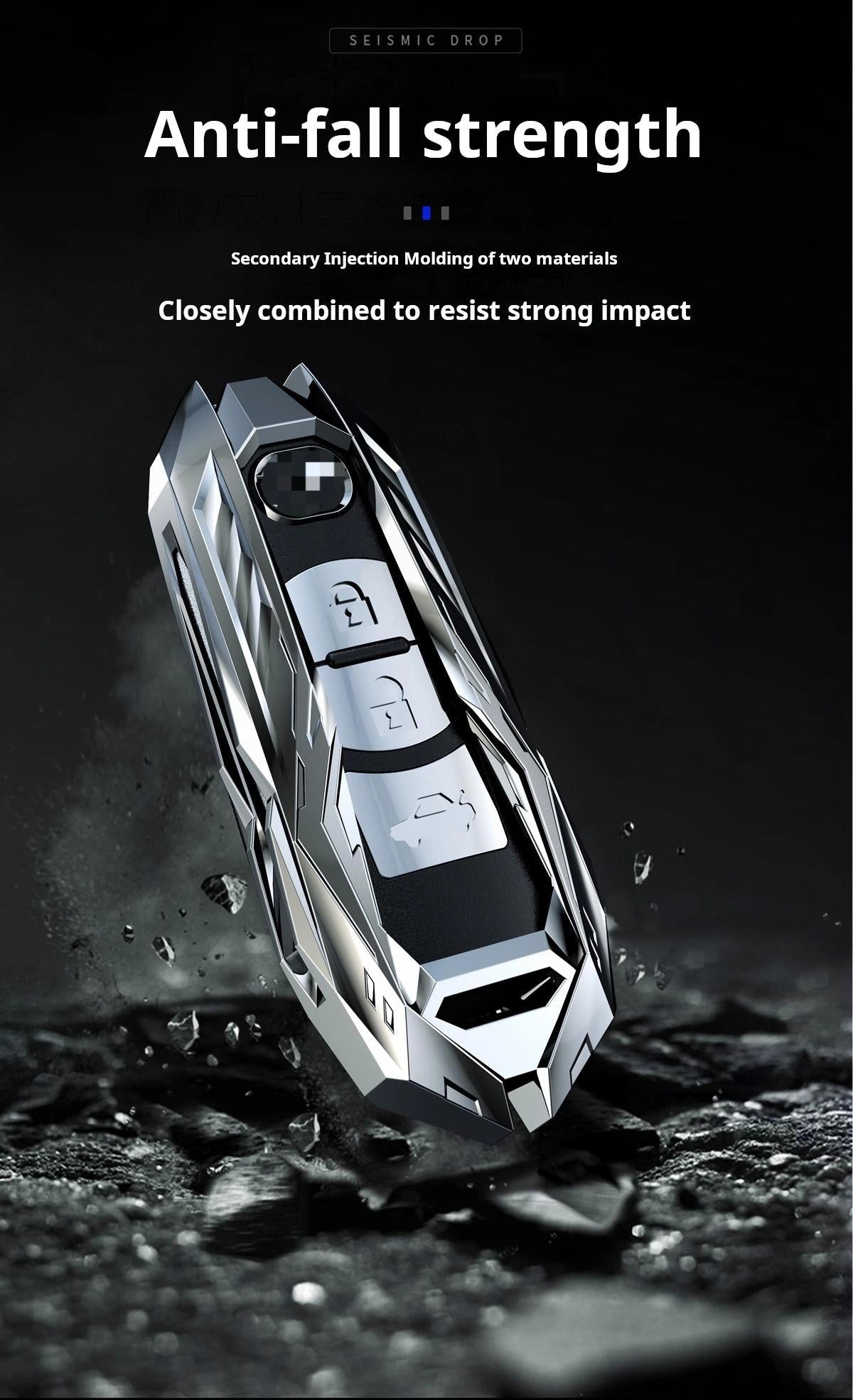 MAZDA Zinc Alloy Key Remote Cover with two keychains-Black-غطاء جهاز التحكم عن بعد لمفتاح مازدا من سبائك الزنك مع سلسلتي مفاتيح - أسود-Auto-Emporio-Kuwait.0