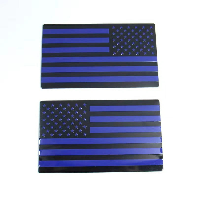 Metal USA Flag Badge Stickers (2 pcs)-ملصقات معدنية لشارة علم الولايات المتحدة الأمريكية (قطعتان)-Auto-Emporio-Kuwait.0