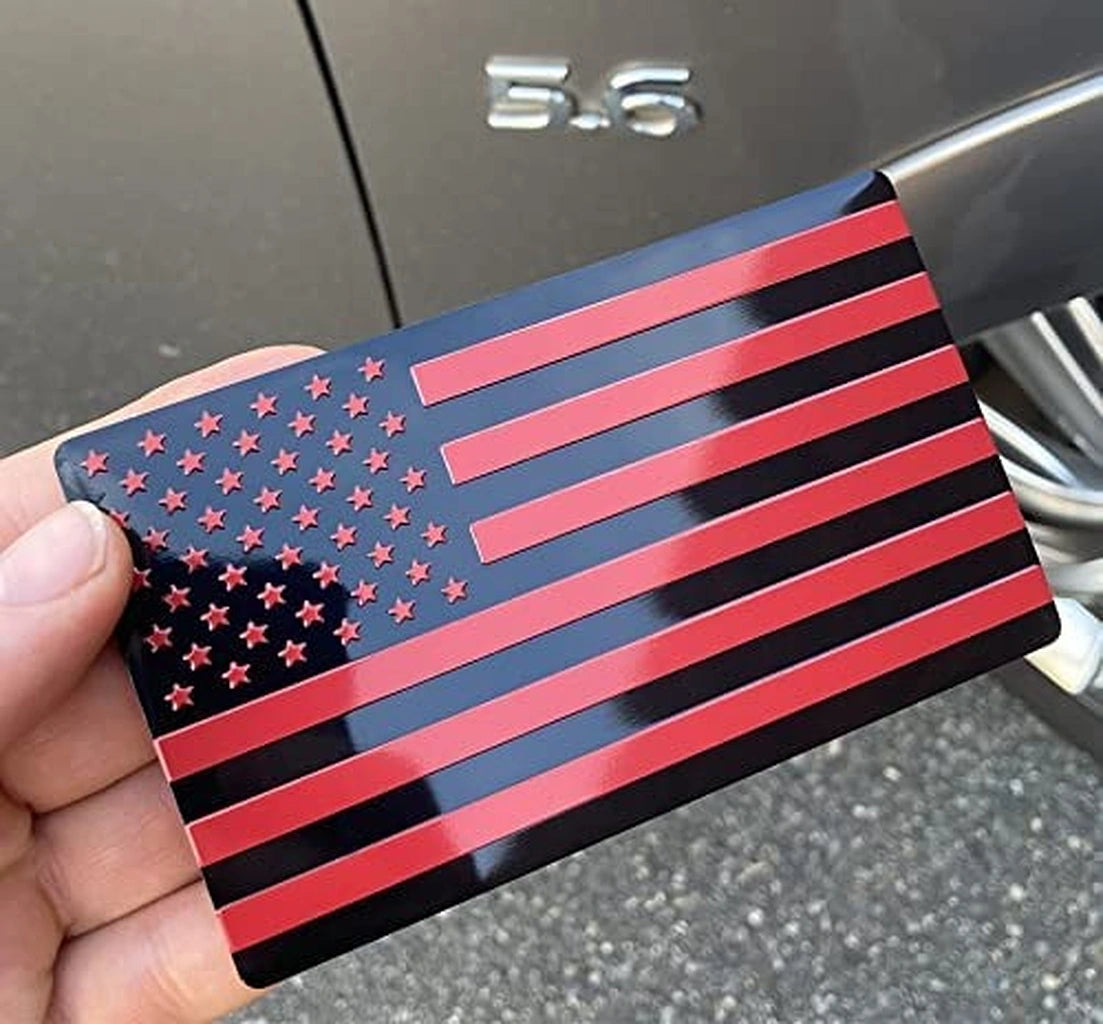 Metal USA Flag Badge Stickers (2 pcs)-ملصقات معدنية لشارة علم الولايات المتحدة الأمريكية (قطعتان)-Auto-Emporio-Kuwait.0