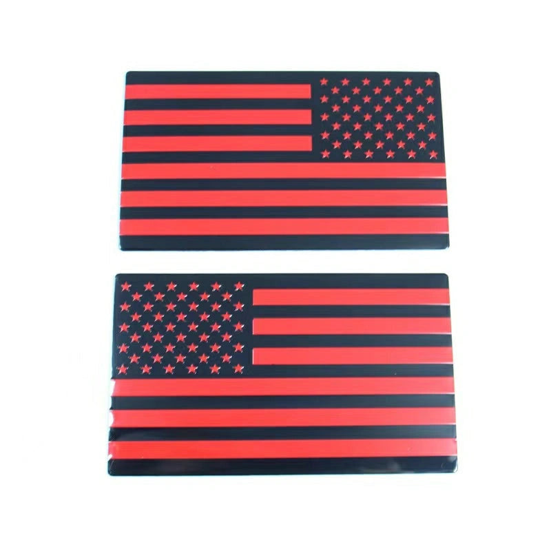 Metal USA Flag Badge Stickers (2 pcs)-ملصقات معدنية لشارة علم الولايات المتحدة الأمريكية (قطعتان)-Auto-Emporio-Kuwait.0