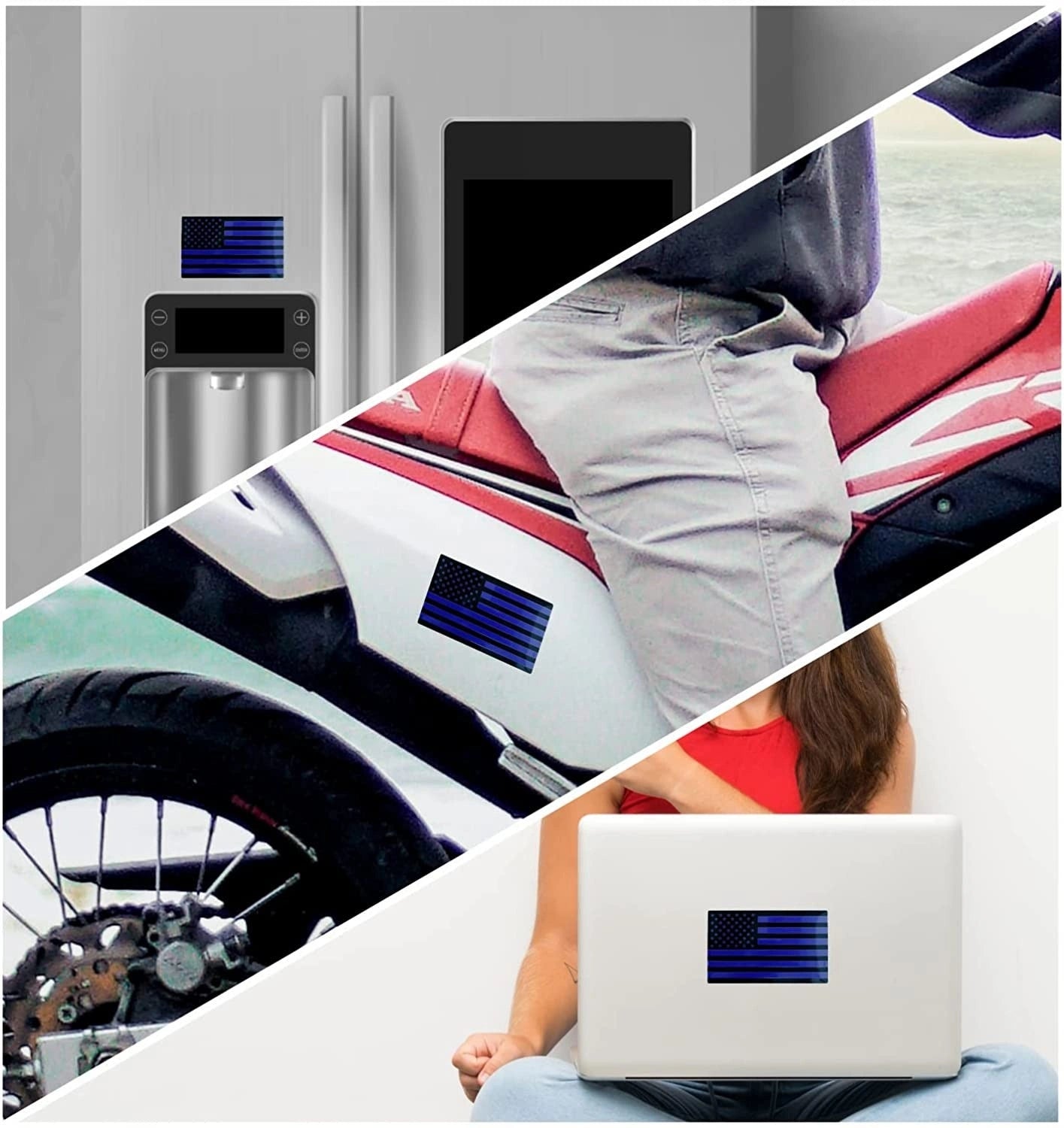 Metal USA Flag Badge Stickers (2 pcs)-ملصقات معدنية لشارة علم الولايات المتحدة الأمريكية (قطعتان)-Auto-Emporio-Kuwait.0