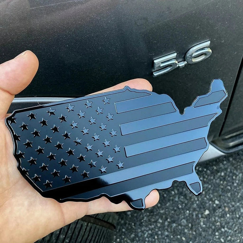Metal USA Map Flag Badge Sticker-ملصق شارة علم خريطة الولايات المتحدة الأمريكية معدني-Auto-Emporio-Kuwait.0