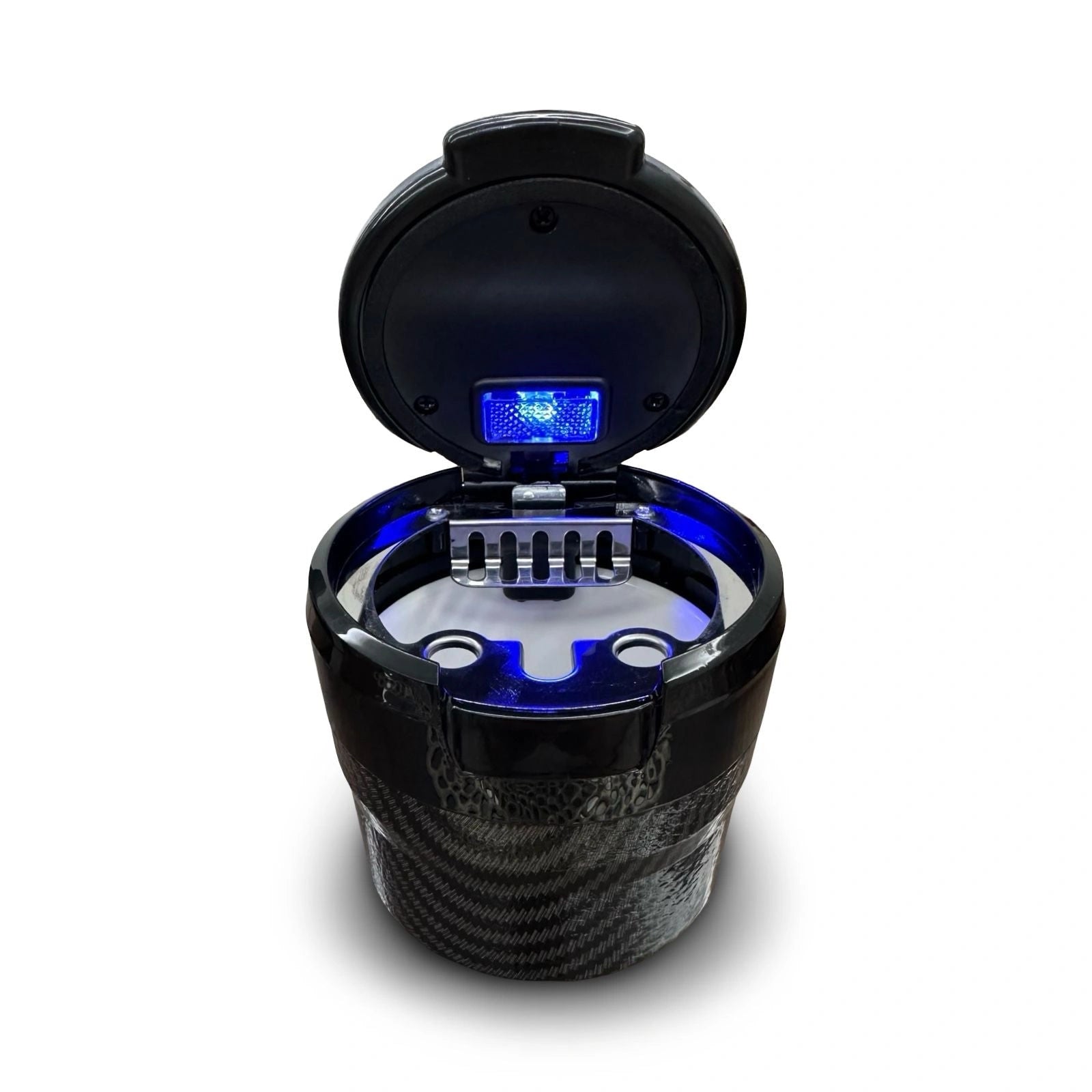 Mini Ashtray Carbon Fiber with LED Light-منفضة سجائر صغيرة من ألياف الكربون مع ضوء LED-Auto-Emporio-Kuwait.0
