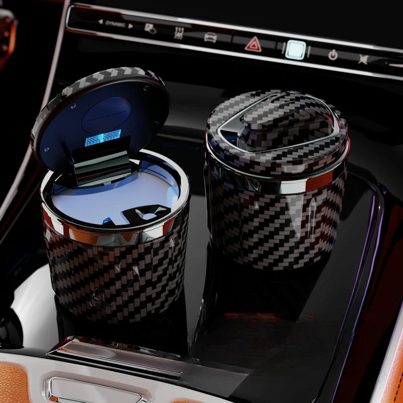 Mini Ashtray Carbon Fibre with LED Light-منفضة سجائر صغيرة من ألياف الكربون مع ضوء LED-Auto-Emporio-Kuwait.0