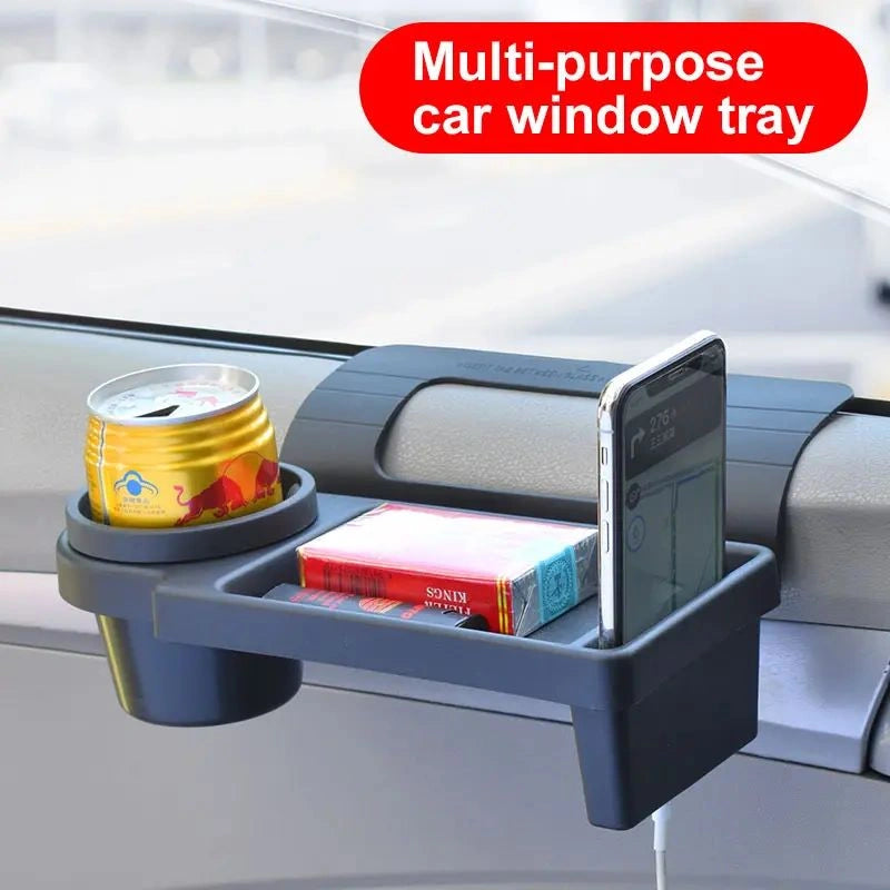 Multipurpose Car Window Tray, Cup Holder & Mobile Holder-صينية نافذة السيارة متعددة الأغراض، حامل أكواب وحامل للهاتف المحمول-Auto-Emporio-Kuwait.0